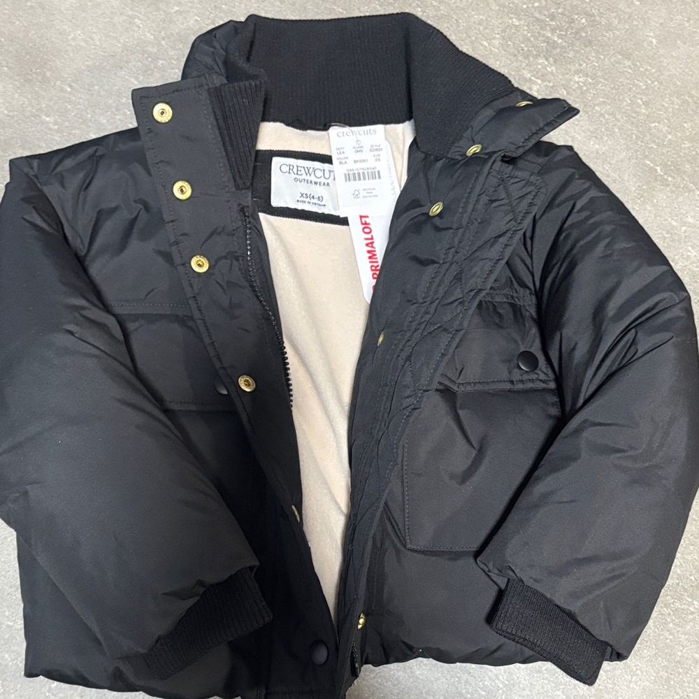 Crewcuts Black Puffer Jacket with Gold Accents Girls XS (4/5) -NEW